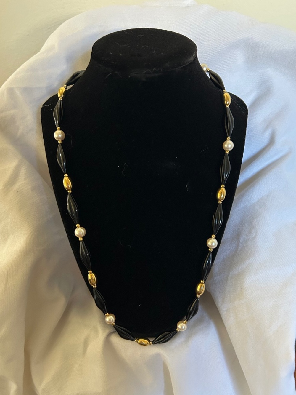 Napier Black and Gold Tone Beaded